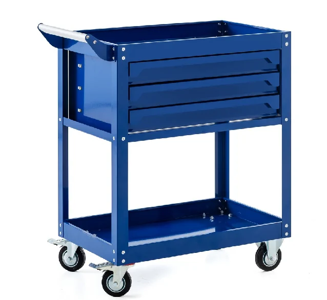 PRESTIGE Werkzeugrollwagen mit 2 Ablagen 3 Schubladen 78x45x92cm blau