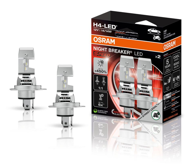 OSRAM NIGHT BREAKER LED SPEED H4 450, 12 V, 2er-Set