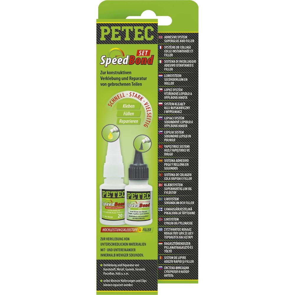 PETEC SpeedBond Klebesystem Hochleistungs Klebstoff + Filler