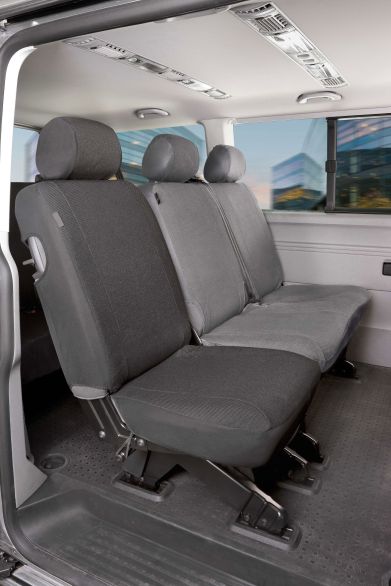 WALSER Passform Sitzbezug aus Stoff kompatibel mit VW T5, Einzelsitz hinten