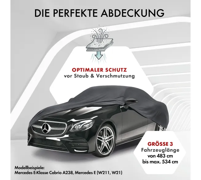 WALSER Indoor Stretch Basic Autoabdeckung als Staubschutz für Fahrzeuge in der Garage