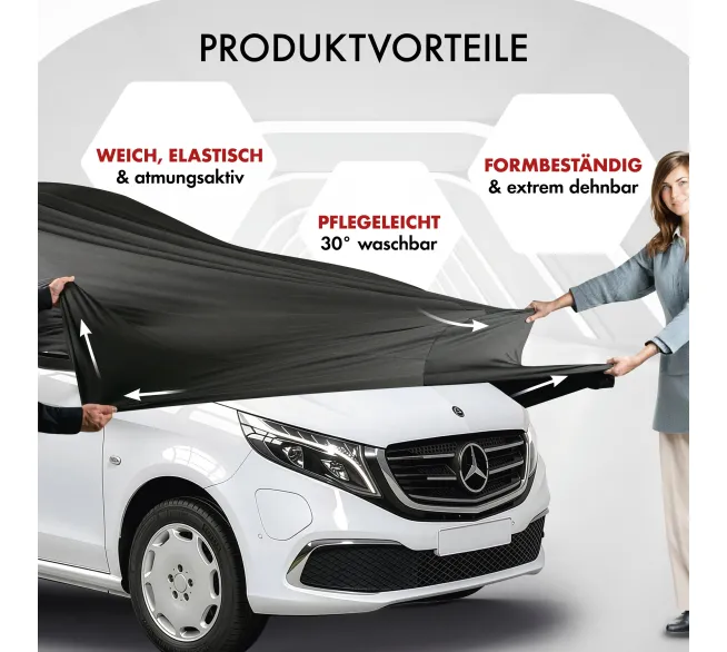 WALSER Indoor Stretch Basic Autoabdeckung als Staubschutz für Fahrzeuge in der Garage