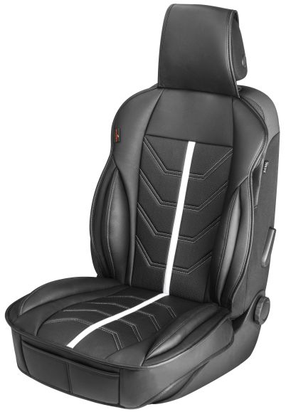 WALSER PKW Sitzauflage Kimi, Auto-Sitzaufleger im Rennsportdesign schwarz/weiß, 1 Stück