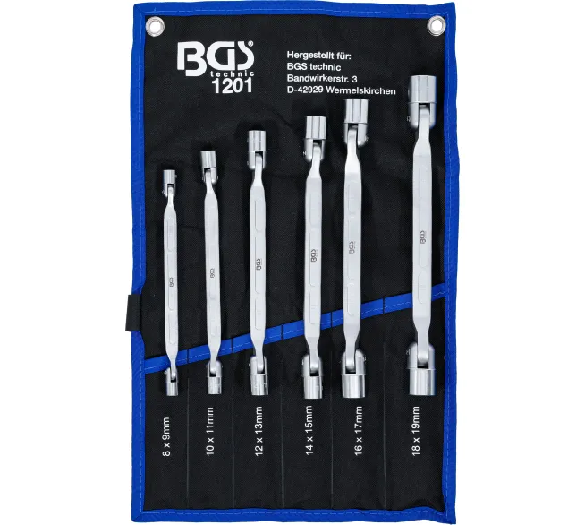BGS technic Doppel-Ringschlüssel-Satz in der Produktansicht, als übersichtliches Werkzeugset für Werkstatt, Garage und Montage.
