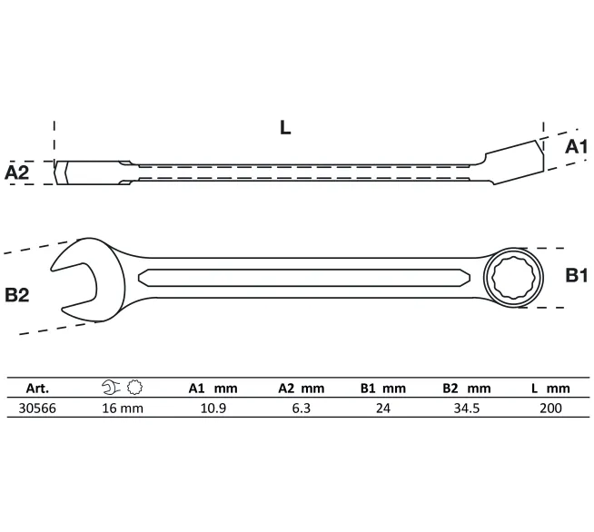 BGS TECHNIC Maul-Ringschlüssel 16mm 15°