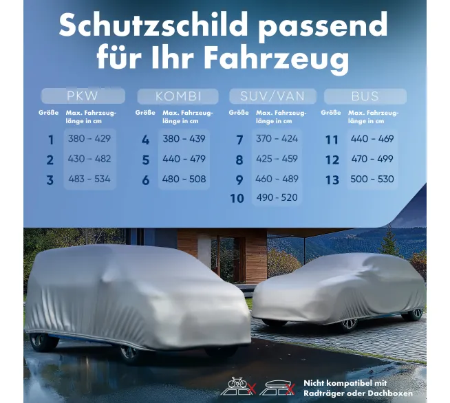 WALSER All Weather Basic Autoabdeckung als Wetterschutz für Fahrzeuge im Außenbereich