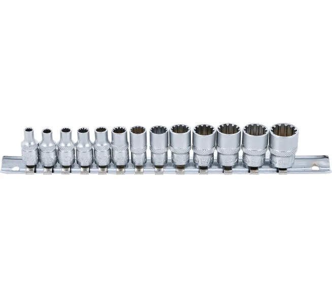 BGS technic Steckschlüssel-Einsatz-Satz Gear Lock in der Produktansicht, als übersichtliches Werkzeugset für Werkstatt, Garage und Montage.