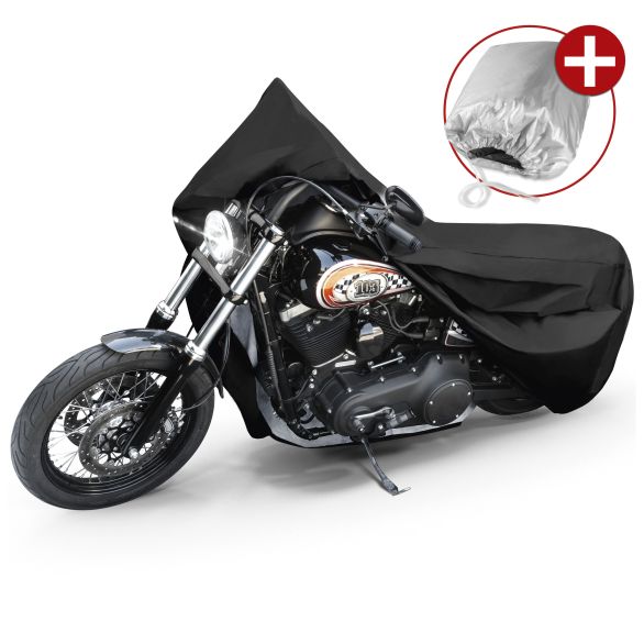 WALSER Premium Motorrad Abdeckplane L wasserdicht - 250x100x130 cm schwarz